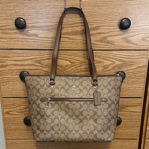 Coach Tan and Brown Signature Tote - Picture 1 of 6
